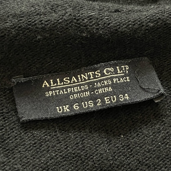 Allsaints Mantle Cardigan women's wool open sweater size US 2 UK 6 black - Picture 2 of 14